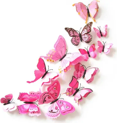 Produktbild von Oblique Unique 3D Schmetterlinge 12er Set Wandtattoo Wandsticker Wanddeko - rosa