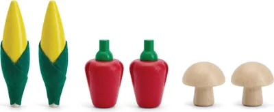 Produktbild von PlanToys – Obst & Gemüseset D (Mais, Pilz, Peperoni) – 18m+