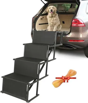 Produktbild von Famanu Hundetreppe 3 Stufen - Antirutsch, extra breit und tragbar für Hunde und Katzen