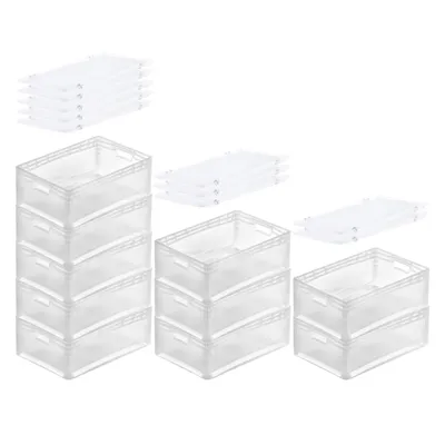 Produktbild von SuperSparSet 10x Transparenter Eurobehälter LightLine mit offenem Griff und Scharnierdeckel | HxBxT22x40x60cm | 46 Liter | Eurobox, Transportbox, Transportbehälter, Stapelbehälter