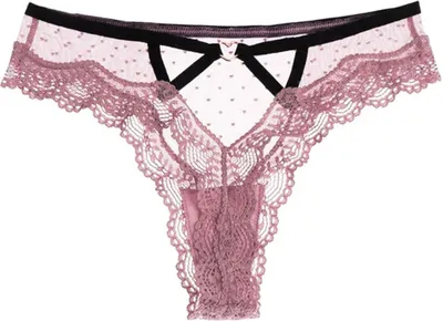 Produktbild von Slips - Damen - Spitzen-Tangas für Damen - sinnliche Damenunterhosen - mit Spitze - mit Herz - Einheitsgröße - Rosa