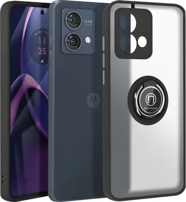 Obrázek produktu pro Avizar, pouzdro na mobilní telefon pro Motorola Moto G84 s kovovým kroužkem, držák na video, černé