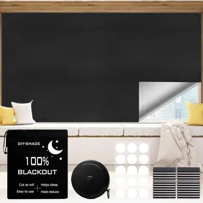 Verdunkelungsrollo, magnetisch, 145x400 cm, Schwarz