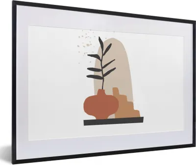Produktbild von MuchoWow® Gerahmtes Poster Sommer - Pflanze - Grün - Weiß 60x40 cm - Poster mit Schwarzem Bilderrahmen Wandposter Rahmen Foto Bilder - Schlafzimmer - Plakat in Rahmen - Drucken