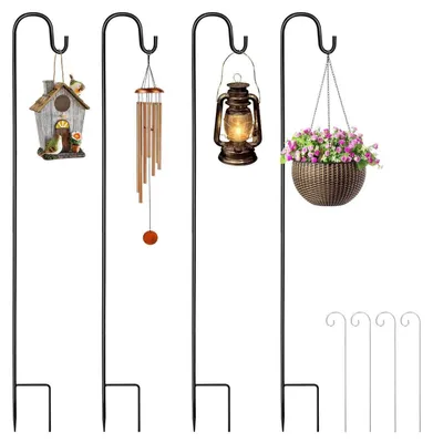 Productafbeelding van Hertenhaken, 100 cm, 4 stuks, in hoogte verstelbaar, metaal, met plantenbeschermer