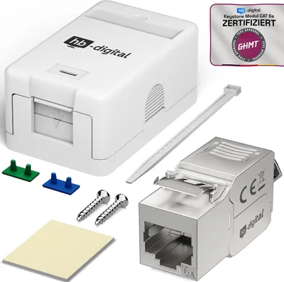 Produktbild von hb-digital Set Anschlussbox 1-Port Keystone Module CAT 6a