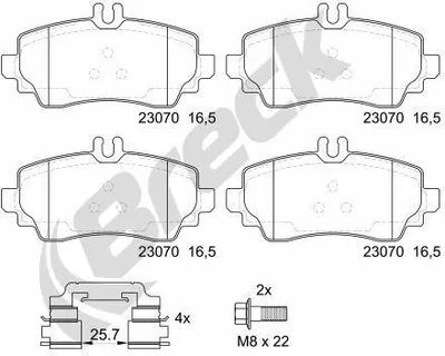 Produktbild von BRECK Bremsbeläge Satz Vorne Bremsklötze passend für MERCEDES-BENZ A-Klasse (W168) 23070 00 701 20