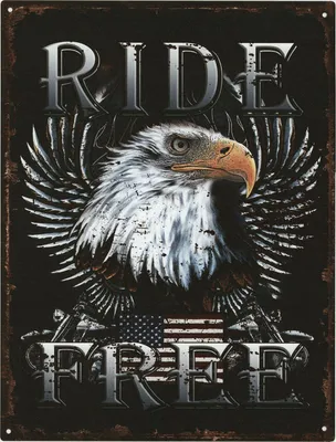 Imagen del producto de Letrero de metal G1009 "Ride Free USA", marca Adler, 25 x 33 cm