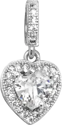 Produktbild von Wunderschöner 925 Sterling Silber Herz Damen - Anhänger mit Zirkonia - 20mm*10mm; TRS23754