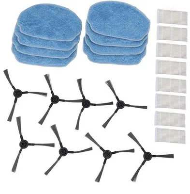 Image de Kit d'accessoires pour aspirateur robot - 8 kits de brosses - 8 filtres - 8 chiffons en microfibre - Pièces de rechange - Compatible avec les modèles BR150/BR151