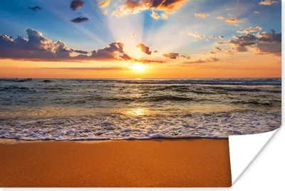 Produktbild von MuchoWow® Poster Strand - Sonnenuntergang - Meer - Wolken - Horizont 60x40 cm - Schlafzimmerdekoration