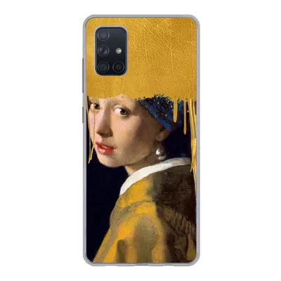Produktbild von MuchoWow® Handyhülle Schutzhülle Hülle für Samsung Galaxy A71 Mädchen mit einem Perlenohrring - Gold - Vermeer Silikon Softcase Handy Hülle - Kartenbesitzer