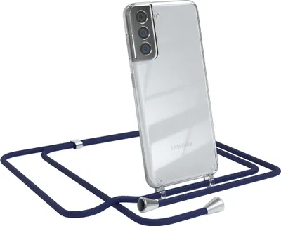 Produktbild von EAZY CASE Handykette kompatibel mit Samsung Galaxy S21 5G, Handyhülle mit Umhängeband, Handykordel, Schutzhülle Clear, Band in Blau
