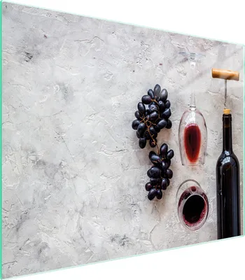 Produktbild von Robustes Glas-Schneidebrett mit Wein-Design, 52x40 cm, kratzfest und hygienisch