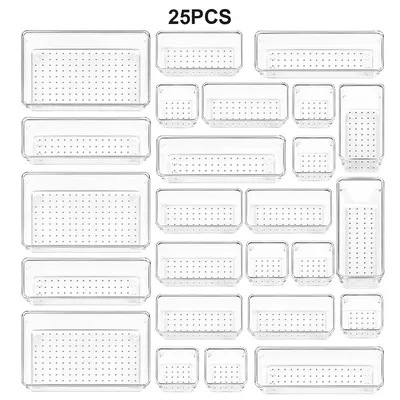 Produktbild von 25-teiliges Schreibtisch-Schubladen Organizer Set, Aufbewahrungsboxen für Büro, Schule, Marker, Stifte und kleine Utensilien