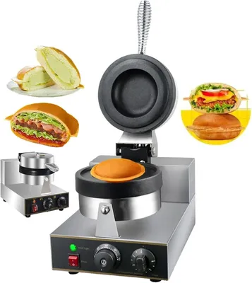 Obrázek produktu pro Zmrzlinový hamburgerovač, nerezový UFO hamburgerovač, vaflovač se zmrzlinovou náplní, vyhřívaný hamburger, lis na sendviče, pro domácí nebo komerční použití, jednohlavý