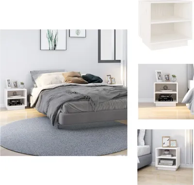 Produktbild von vidaXL Nachttische 2 Stk. Weiß 40x34x40 cm Massivholz Kiefer -  Nachttische
