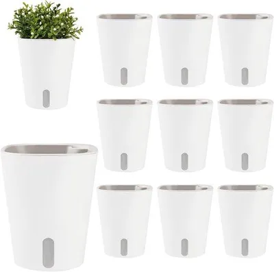 Produktbild von Selbstbewässernde Blumentöpfe - 10-teiliges Set - geeignet für Kräuter und Pflanzen - Kunststoff