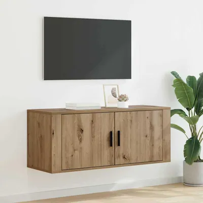Produktbild von "Schlussverkauf" Wandmontiertes TV-Regal moderne - Wohnzimmer Fernsehschrank - Artisan-Eiche 100x34,5x40 cm C14747