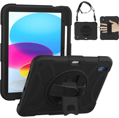 Produktbild von Mobigear SureGrip Tablet-Hülle für iPad 10 (2022) - mit Standfunktion mit Stifthalter Schwarz