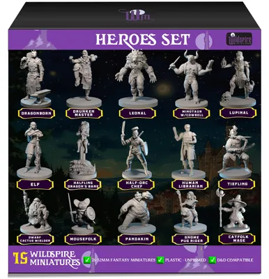 Obrázok produktu pre 15 figúrok hrdinov a NPC (nehrateľných postáv) – Nemalované miniatúry