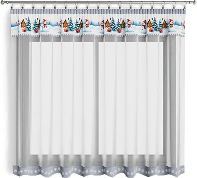 Obrázek produktu pro Hotová vánoční záclona 300x140cm - Sněhuláci modří