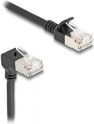 Productafbeelding van Delock 80303 DELOCK RJ45 Netzwerkkabel Cat.6A S/FTP Slim 90°unten 0,25m s