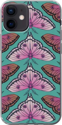 Produktbild von MuchoWow® Handyhülle Schutzhülle Hülle für Telefoonhoesje iPhone 12 Mädchen - Motten - Insekten - Muster - Mädchen - Kinder - Kinder - Kinder - Mädchen Silikon Softcase Handy Hülle - Schutzhülle