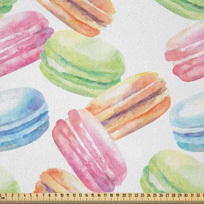 Produktbild von ABAKUHAUS Dessert Microfaser Stoff als Meterware , Pastellmakaron-Aquarell-Muster-Pistazien-Himbeerkürbis-Zimt-Brombeere, 1 M (230 x 100 cm), Mehrfarbig