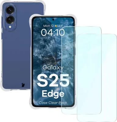 Produktbild von Bizon Case Clear Pack Hülle + 2x Displayschutzglas Samsung Galaxy S25 Edge