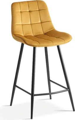 Productafbeelding van Counterstoel JUTE – Fluweel in goudkleur – Metalen poten – Hoogte 95 cm – Elegante stijl
