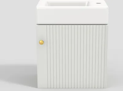 Produktbild von MODFUBadezimmermöbel Badezimmerschrank,Waschbecken,Badezimmerschrank, mit Waschtischunterschrank 46x26x56 cm,Waschtischunterschrank hängend,Kleine  Gästebadmöbel,Weiß