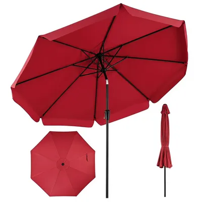 Immagine prodotto di COSTWAY, ombrellone da giardino da 300 cm, con volantino e manovella, ombrellone da balcone inclinabile di 30° su entrambi i lati, ombrellone per terrazza con protezione UV, colore bordeaux