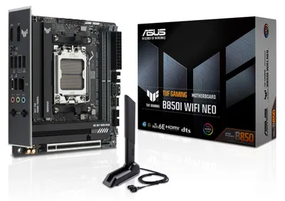 Produktbild von ASUS TUF GAMING B850I WIFI NEO, AMD, Sockel AM5, AMD Ryzen 7000 Series, AMD Ryzen 8000 Series, AMD Ryzen 9000 Series, Sockel AM5, DDR5-SDRAM, 128 GB
