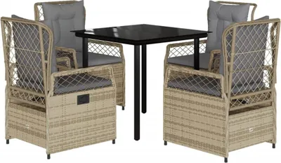 Immagine prodotto di vidaXL set da pranzo da giardino 5 pezzi con cuscini Beige poly rattan