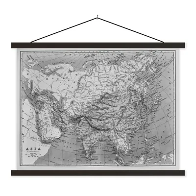 Obrázek produktu pro MuchoWow® Textilní plakát - Klasická černobílá mapa světa - 150x113cm - S černými lamelami