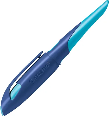 Produktbild von Ergonomischer Schulfüller für Rechtshänder mit Anfänger-Feder A - STABILO EASYbirdy in mitternachtsblau/azur - Einzelstift - inklusive Patrone