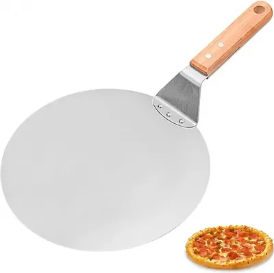 Image de Premium Pelle à pizza en aluminium - idéale pour le four à pizza - 1 pièce - avec manche en bois - 25,5x25,5 cm