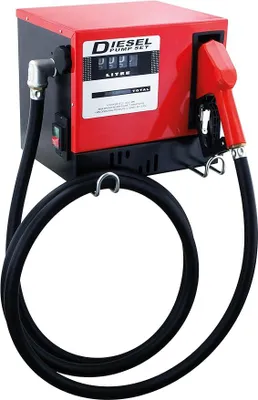 Produktbild von Diesel Hoftankstelle 230V – 60L/min selbstansaugende Dieselpumpe mit Zählwerk, automatische Zapfpistole, 4m Schlauch, 370W – Diesel Transferpumpe Komplettset im Gehäuse