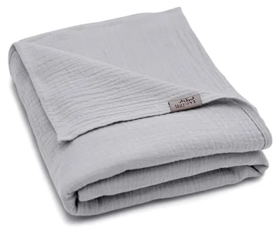 Produktbild von Musselin-Sommerdecke Josephin - Leichte Sommerbettdecke aus 100% Baumwolle - Atmungsaktive Baumwolldecke (Hellgrau)