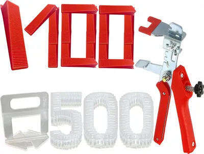Image de Pince de nivellement pour carrelage 1,0 mm (jeu de 100 pièces) x5 + cales + pince