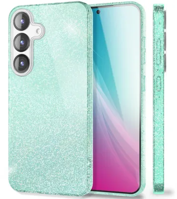 Immagine prodotto di Custodia glitterata NALIA per Samsung Galaxy S25 Plus – Look scintillante e presa sicura – SHINEPOP (custodia in silicone) – Marchio di Berlino – Menta ghiacciata