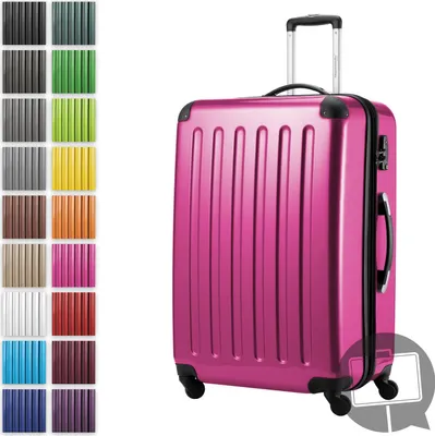 Produktbild von Alex - Großer Hartschalen-Koffer für Aufgabegepäck mit Erweiterung Trolley Rollkoffer Check-In Reisekoffer XL 75 cm, 119 L, 4 Rollen, glänzend,Magenta