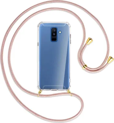 Produktbild von Handykette Backcover-Schutzhülle mit Band (Metall goldfarben) für Samsung Galaxy A6 Plus 2018 / J8 - roségold