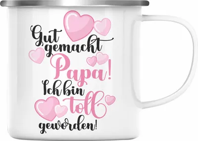 Produktbild von Trendation - Vater Geschenk Emaille Tasse Vatertag Geschenkidee Papa Geschenke von Tochter Lustige Emaille Tasse (Silber)