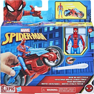 Obrázok produktu pre Spiderman Set Figurina Si Vehicul Web Blast Cycle