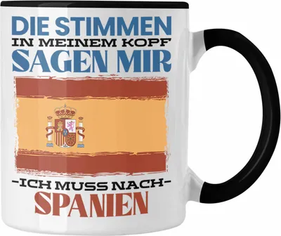 Produktbild von Trendation - Spanien Tasse Urlaub Heimat Geschenk Spruch Spanier Geschenkidee (Schwarz)