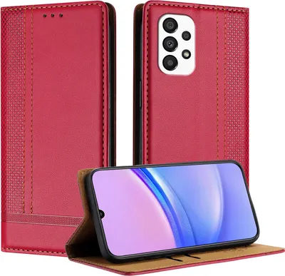 Produktbild von Handyhülle für Samsung Galaxy A33 5G Leder Flip Klappbare Schutzhülle mit Standfunktion Rot