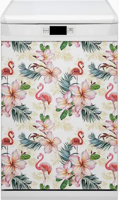 Produktbild von Magnet Folie für Geschirrspüler Magnete  Geschirrspüle Magnet für Spülmaschine 45x80 cm Nachbildung - Flamingos in Blumen