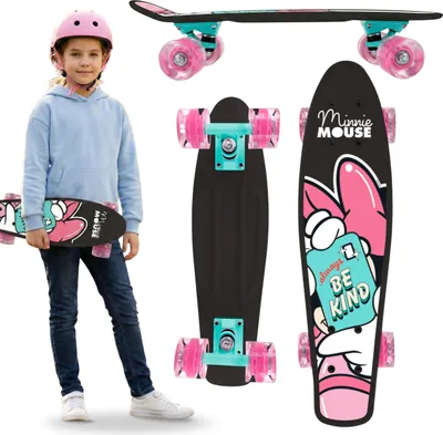 Produktbild von DISNEY MINNIE Kinder-Fish-Skateboard, 55 cm, rutschfestes Deck, leicht und stabil, für ein Gewicht von 20–50 kg